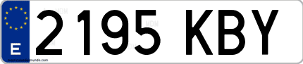 Ejemplo de matrícula de coche ordinaria 2195 KBY