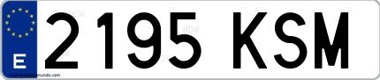 Ejemplo de matrícula española 2195 KSM