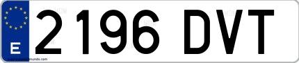 Ejemplo de matrícula española 2196 DVT
