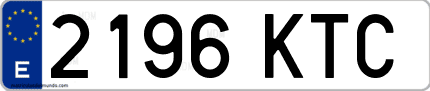 Ejemplo de matrícula de coche ordinaria 2196 KTC