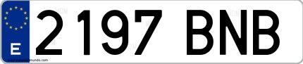 Ejemplo de matrícula española 2197 BNB