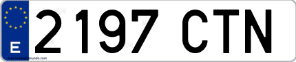 Ejemplo de matrícula de coche ordinaria 2197 CTN