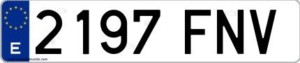 Ejemplo de matrícula española 2197 FNV