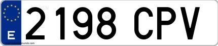 Ejemplo de matrícula española 2198 CPV