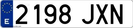 Ejemplo de matrícula española 2198 JXN