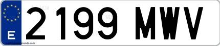 Ejemplo de matrícula española 2199 MWV
