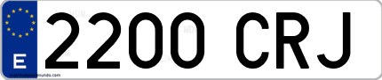 Ejemplo de matrícula de coche ordinaria 2200 CRJ