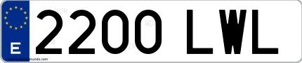 Ejemplo de matrícula española 2200 LWL