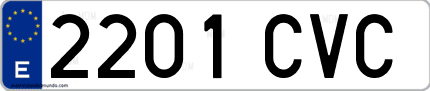 Ejemplo de matrícula de coche ordinaria 2201 CVC