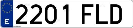 Ejemplo de matrícula española 2201 FLD