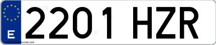Ejemplo de matrícula española 2201 HZR