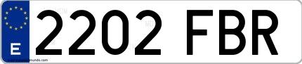 Ejemplo de matrícula española 2202 FBR