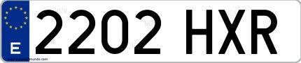 Ejemplo de matrícula española 2202 HXR
