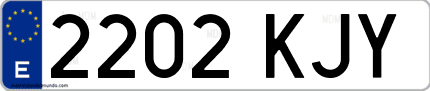 Ejemplo de matrícula de coche ordinaria 2202 KJY