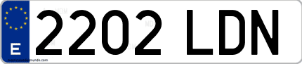 Ejemplo de matrícula de coche ordinaria 2202 LDN