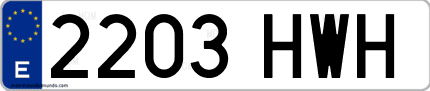 Ejemplo de matrícula de coche ordinaria 2203 HWH