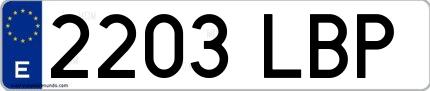 Ejemplo de matrícula española 2203 LBP