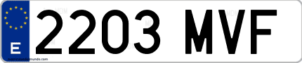 Ejemplo de matrícula de coche ordinaria 2203 MVF