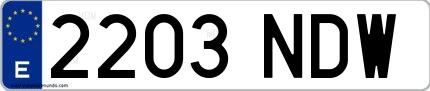 Ejemplo de matrícula española 2203 NDW