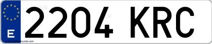 Ejemplo de matrícula española 2204 KRC