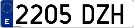 Ejemplo de matrícula española 2205 DZH