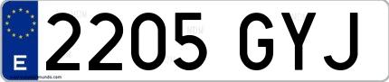 Ejemplo de matrícula española 2205 GYJ