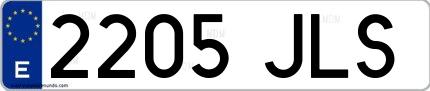 Ejemplo de matrícula española 2205 JLS