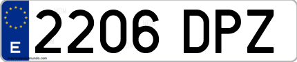 Ejemplo de matrícula de coche ordinaria 2206 DPZ