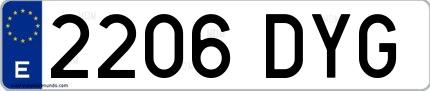 Ejemplo de matrícula española 2206 DYG