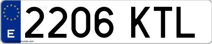 Ejemplo de matrícula española 2206 KTL