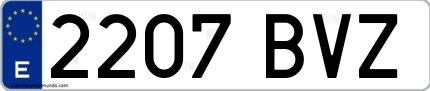 Ejemplo de matrícula española 2207 BVZ