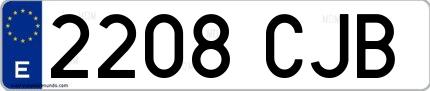 Ejemplo de matrícula española 2208 CJB