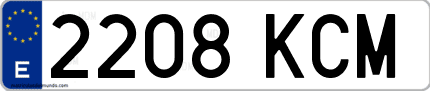 Ejemplo de matrícula de coche ordinaria 2208 KCM