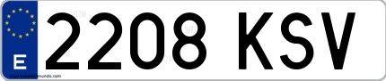 Ejemplo de matrícula española 2208 KSV