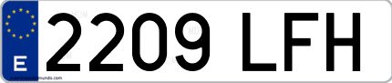 Ejemplo de matrícula de coche ordinaria 2209 LFH