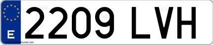 Ejemplo de matrícula española 2209 LVH