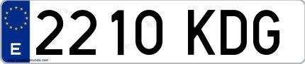 Ejemplo de matrícula española 2210 KDG
