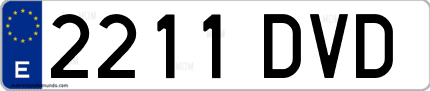 Ejemplo de matrícula de coche ordinaria 2211 DVD