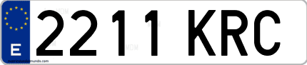 Ejemplo de matrícula de coche ordinaria 2211 KRC