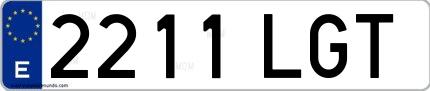 Ejemplo de matrícula española 2211 LGT