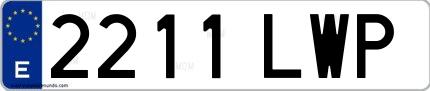 Ejemplo de matrícula española 2211 LWP