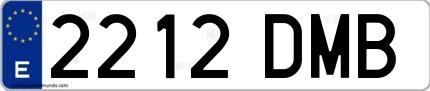Ejemplo de matrícula española 2212 DMB
