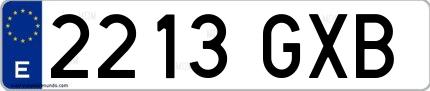 Ejemplo de matrícula española 2213 GXB