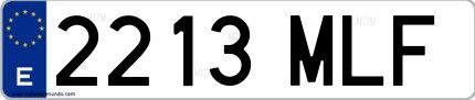 Ejemplo de matrícula española 2213 MLF