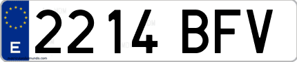 Ejemplo de matrícula de coche ordinaria 2214 BFV