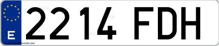 Ejemplo de matrícula española 2214 FDH