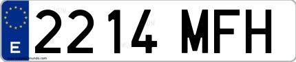 Ejemplo de matrícula española 2214 MFH