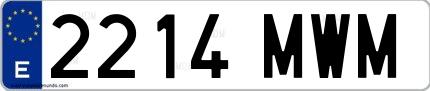 Ejemplo de matrícula española 2214 MWM
