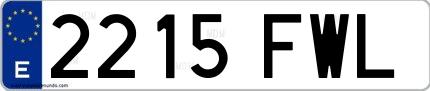 Ejemplo de matrícula española 2215 FWL
