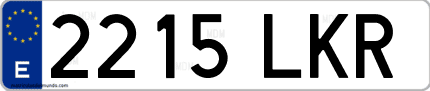 Ejemplo de matrícula de coche ordinaria 2215 LKR